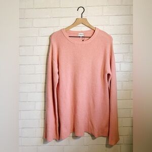 The Drop Alice Crewneck Back-Slit Ribbed Pullover Sweater w / Wide Sleeves